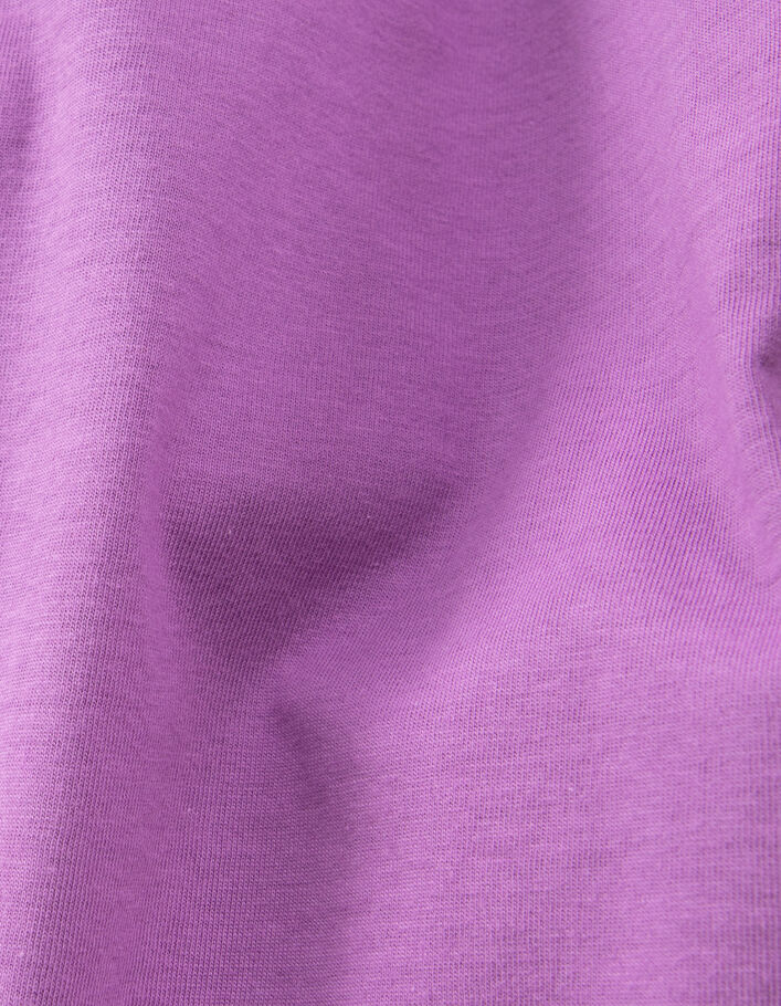 Boys' purple T-shirt with flocked velvet image on back