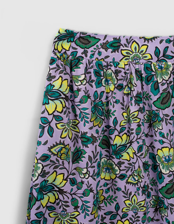 Lange lila rok print maxi-bloemen mini me meisjes-3