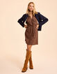 Robe camel imprim&eacute; fleurs noires I.Code-8