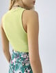 Pistache topje geribd halterhals Dames-4