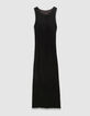Women’s black openwork knit midi-length tube dress-6