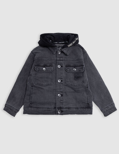 Veste en jean gris délavé capuche amovible garçon - IKKS