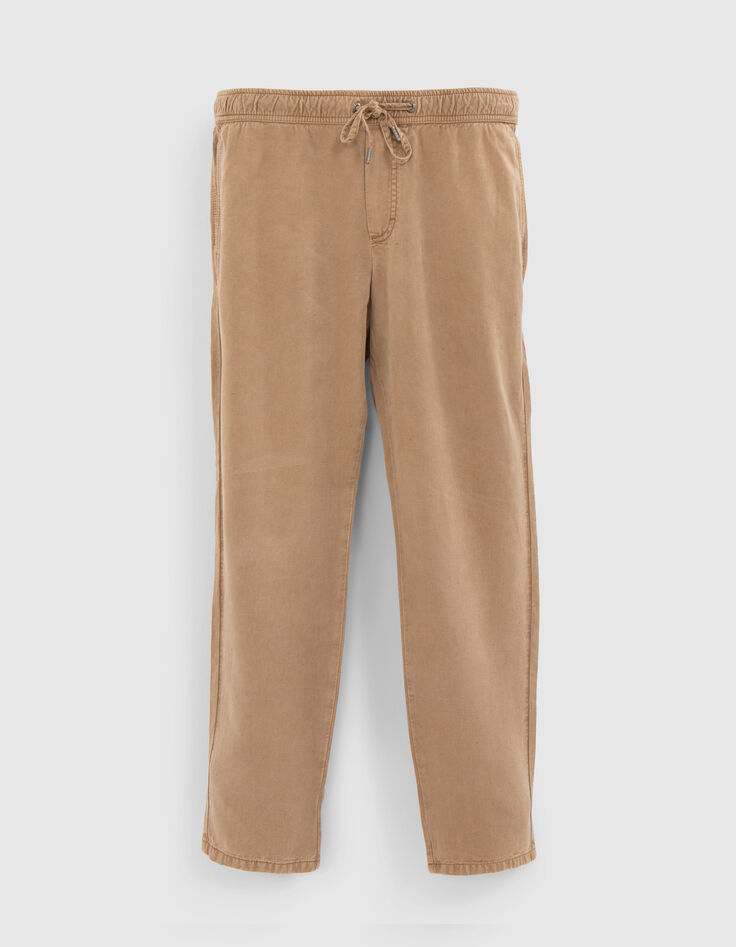 Beige Herrenjogginghose aus Lyocell&reg; mit Gummizug am Bund-5