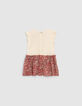 Cremeweißes Kleid  mit Print für Babymädchen-8