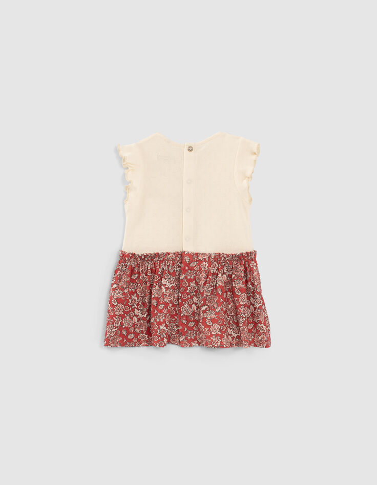Cremeweißes Kleid  mit Print für Babymädchen-8