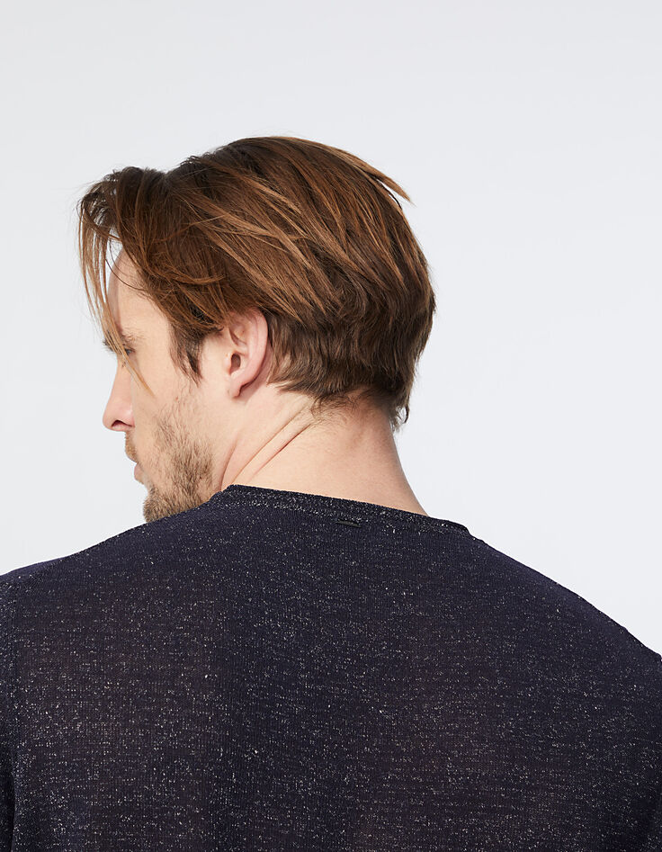 Men's navy nep knit sweater-5 Men's navy nep knit sweater-5