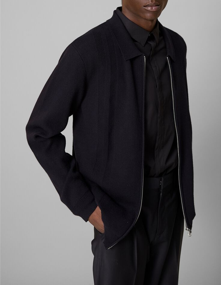 Pure Edition-Herrenstrickjacke mit Rei&szlig;verschluss, schwarz-2