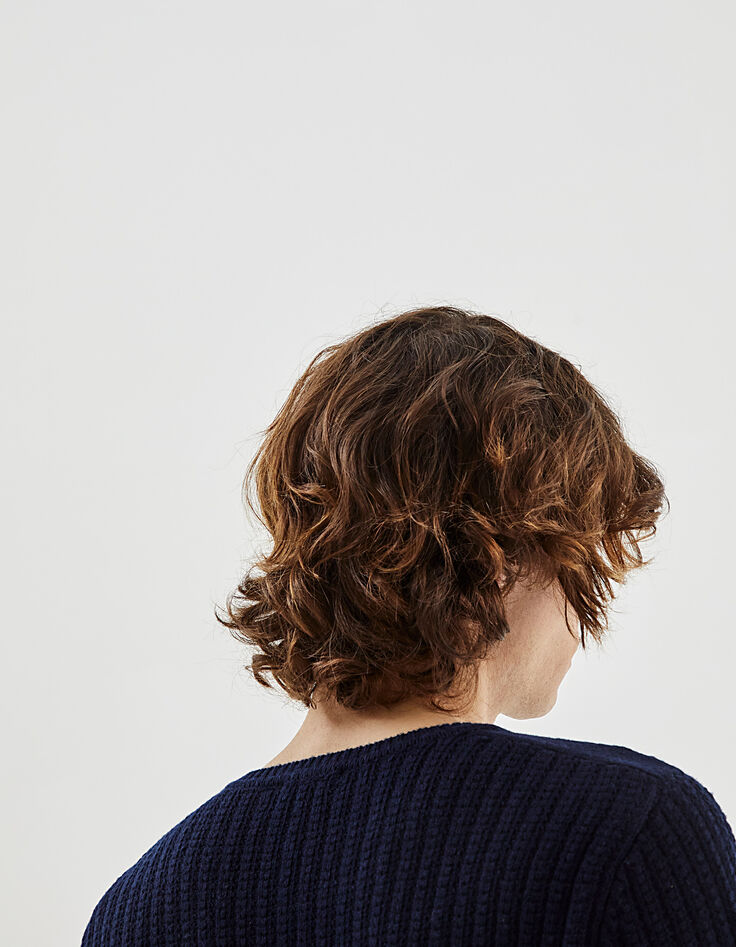 Pull marine tricot avec boutons épaules Homme-5