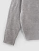 Pull gris chiné tricot côtelé fille-4