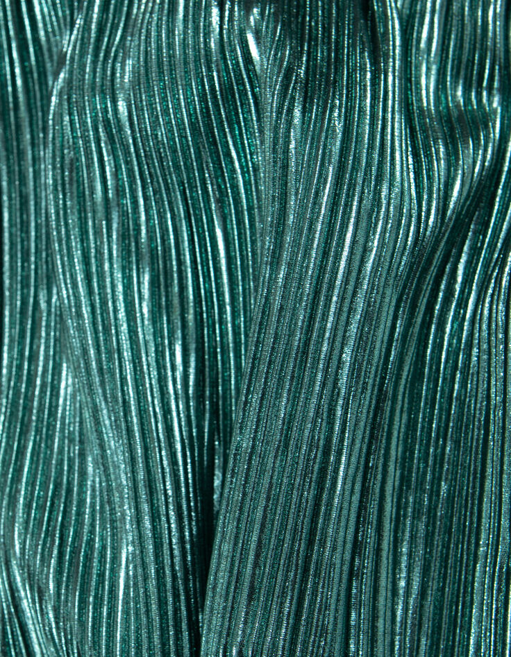 Robe émeraude plissée métallisée-6 Robe émeraude plissée métallisée-6