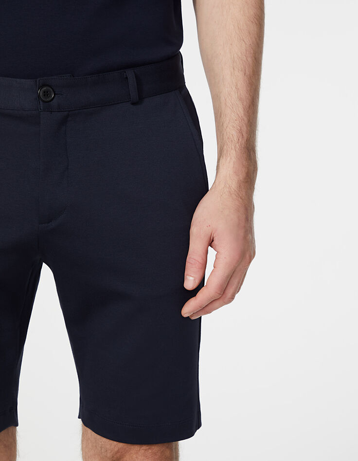 Bermuda chino SLIM marine maille Interlock Homme-5