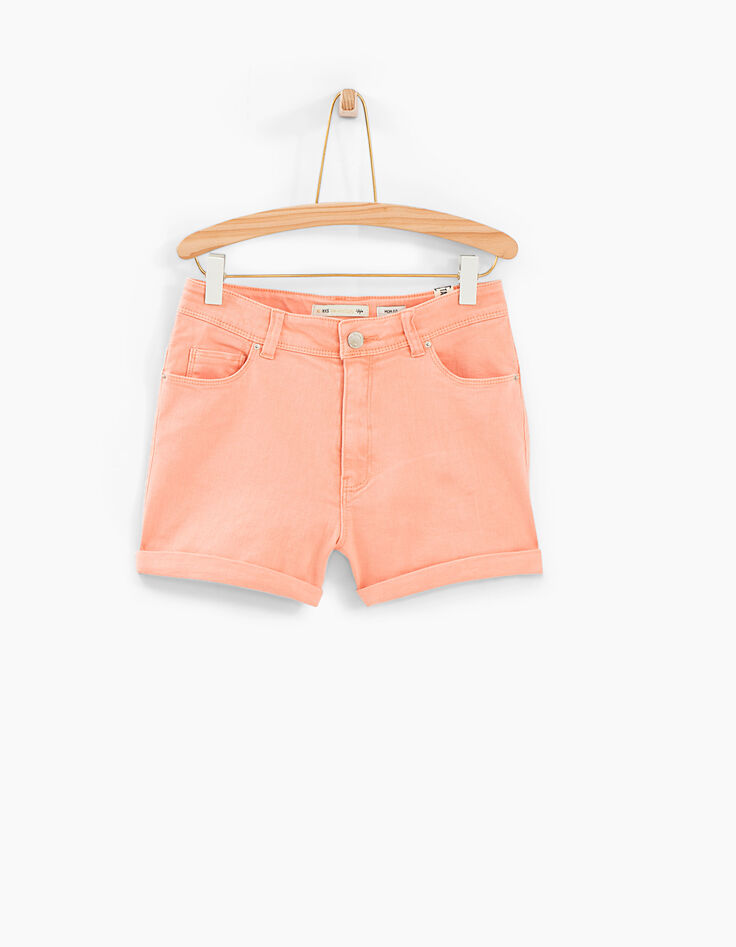 Short mom en jean corail fille -1
