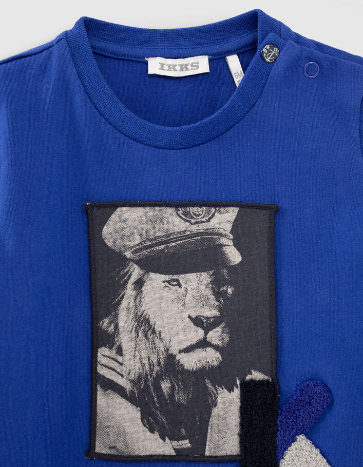 Baby boys’ electric blue lion image T-shirt - IKKS