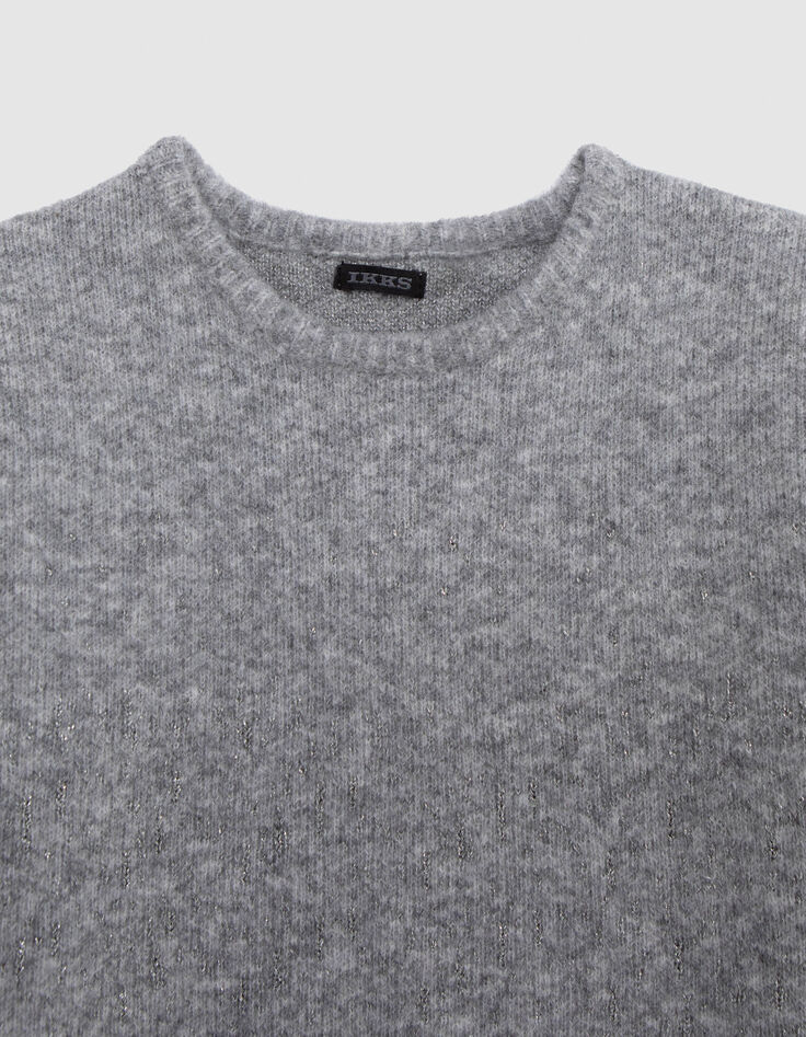Robe pull gris tricot jacquard lurex fille-2