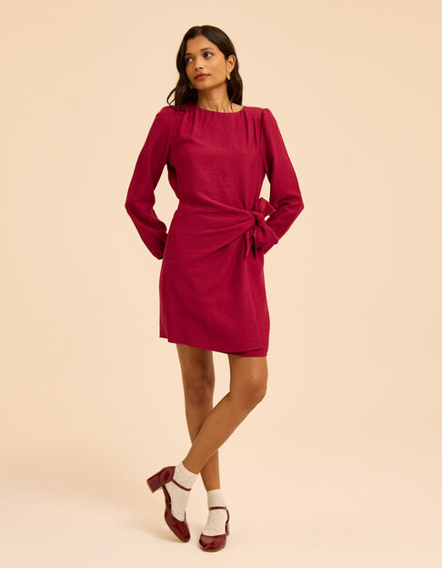 Roze jurk lange mouwen opzij te knopen I.Code