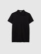 Polo noir en coton modal Homme-5
