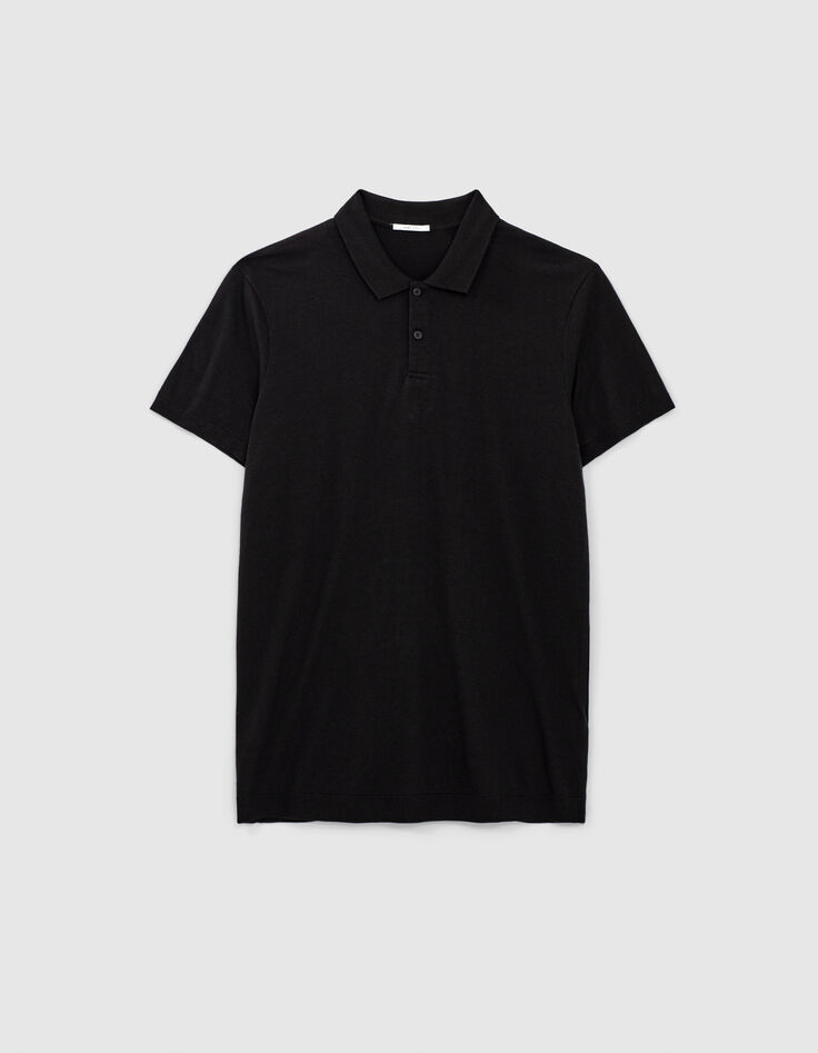 Polo noir en coton modal Homme-5