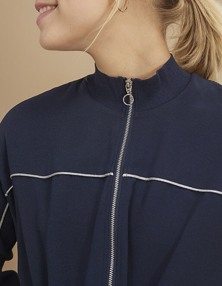 Marine jurk met rits en strik in taille I.Code-4