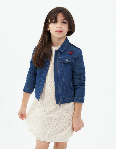 Vestido-jersey blanco roto y copper tricot fantasía niña - IKKS