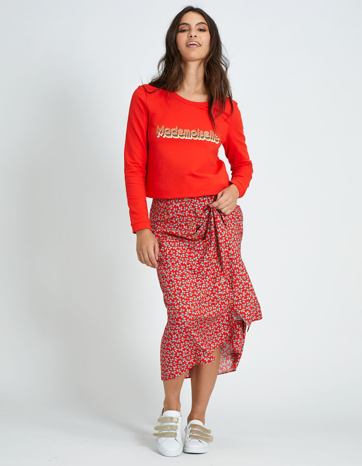Falda midi amapola estampado micro-flores I.Code-1