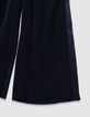 Navy pleated wide-leg pants with stripes on girls' sides-4