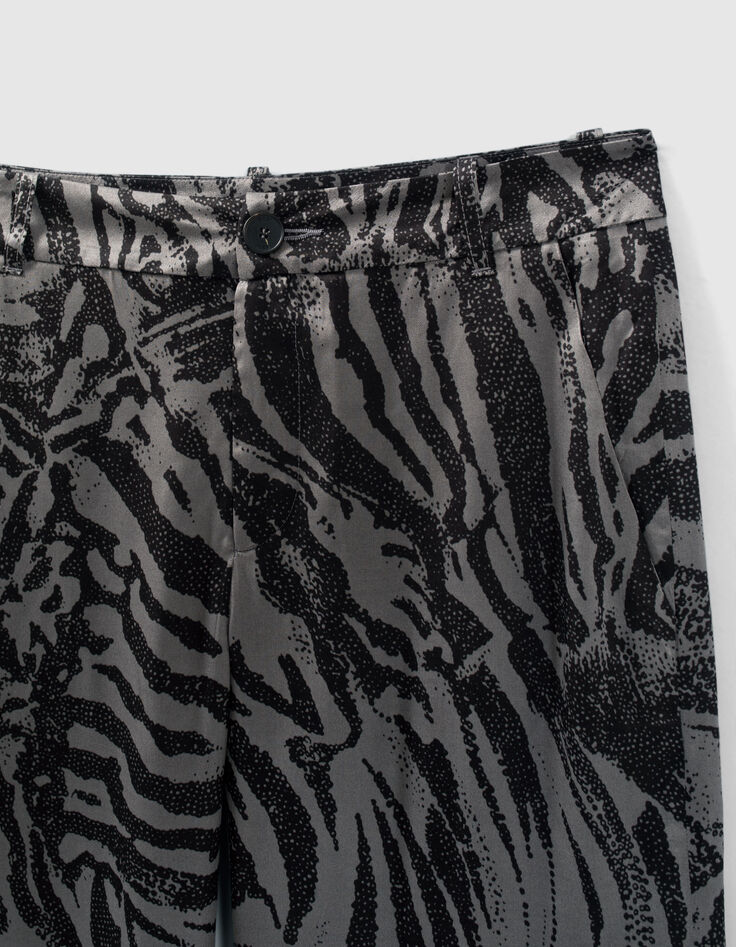 Pure Edition-Wijde grijze broek zebraprint Dames-4