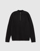 Jersey negro de punto con cuello de camionero para hombre-6