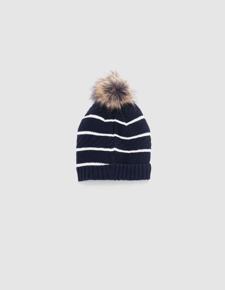 Bonnet marine tricot fourré rayures garçon-2 Bonnet marine tricot fourré rayures garçon-2