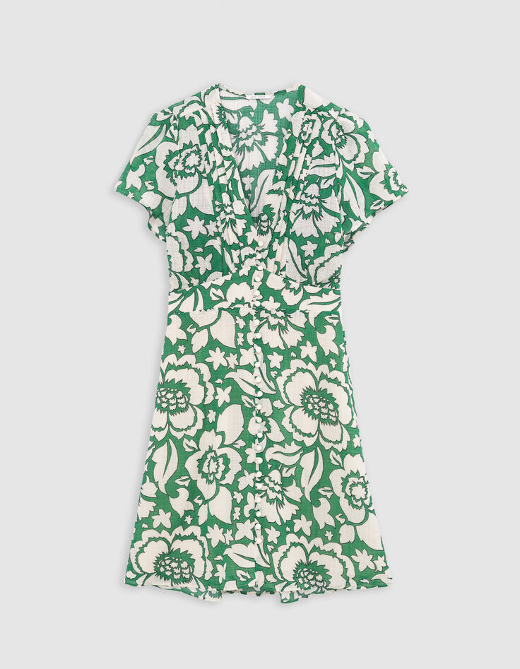Robe verte imprim&eacute; maxi tropical Femme-6