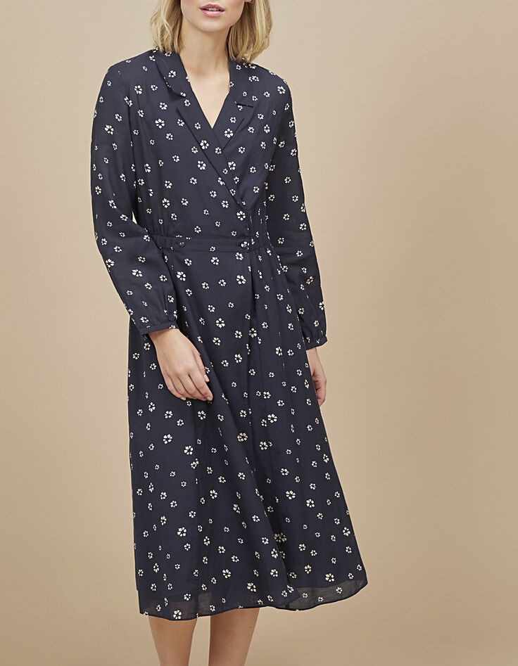 Robe midi noire à imprimé fleurs I.Code-4 Robe midi noire à imprimé fleurs I.Code-4