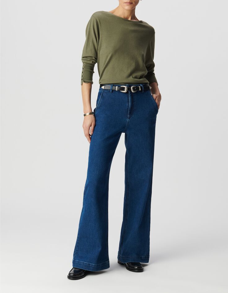 Cardigan kaki r&eacute;versible devant/dos Femme-1