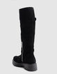 Bottes noires cuir velours détail boucle Femme-4
