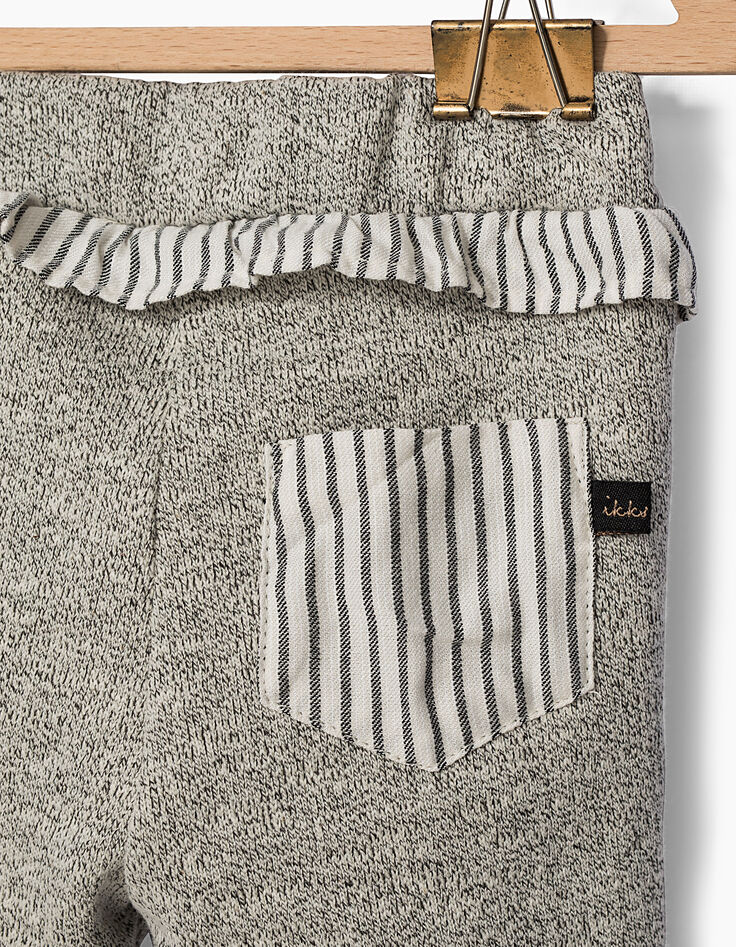 Baby girls' grey marl trousers with ruffles-4 Baby girls' grey marl trousers with ruffles-4