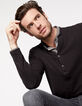 Polo noir à col chemise trompe-l'œil moucharabieh Homme-1