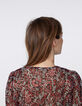 Voile blouse rode metallic bloemenprint dames-5