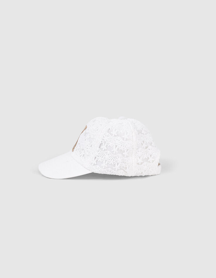 Girls’ ecru embroidered lace cap-2