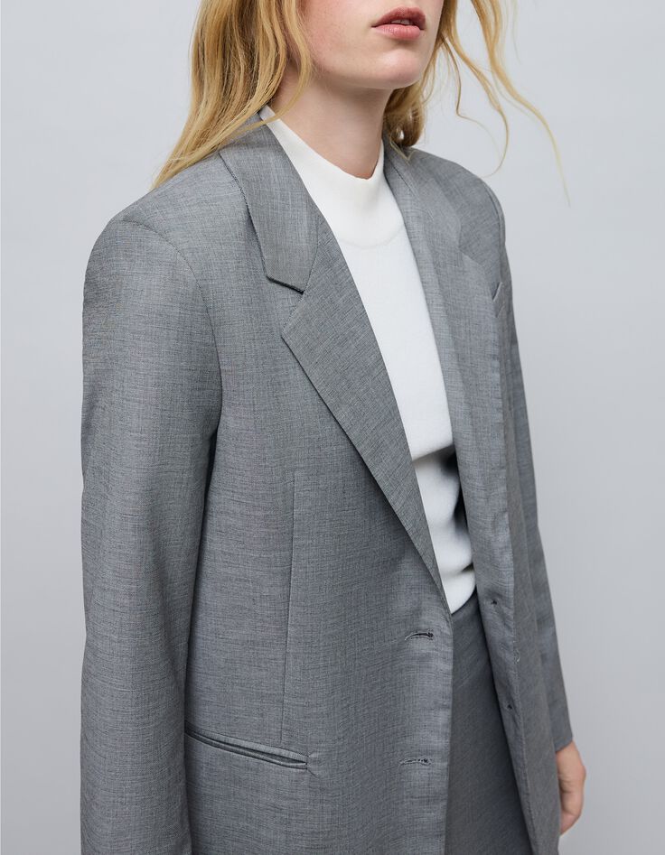 Women's oversized grey faux-uni suit jacket-5