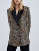 Women’s cognac suit jacket with baby leopard print-5