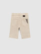 Boys’ beige denim Bermudas with checkerboard panels-3