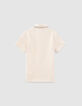 Boys’ beige organic cotton polo shirt with striped collar-5