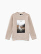 Sweat beige chiné photoprint rockeur garçon -2