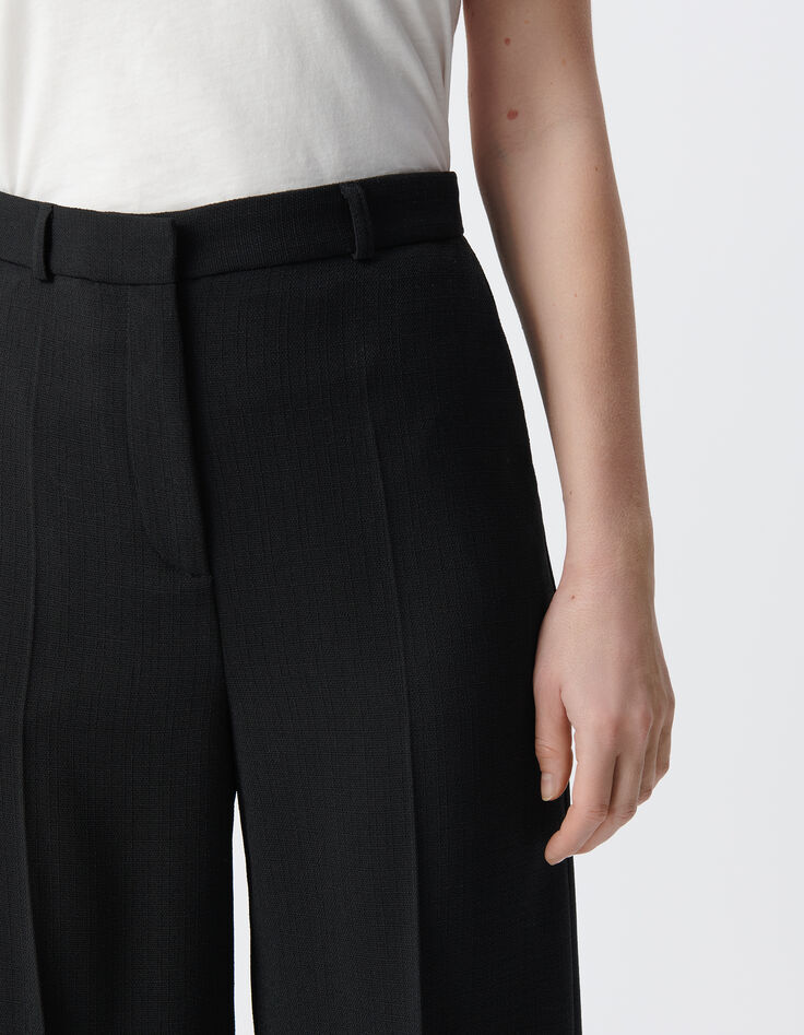 Weite Damenhose mit hoher Taille in Schwarz-5