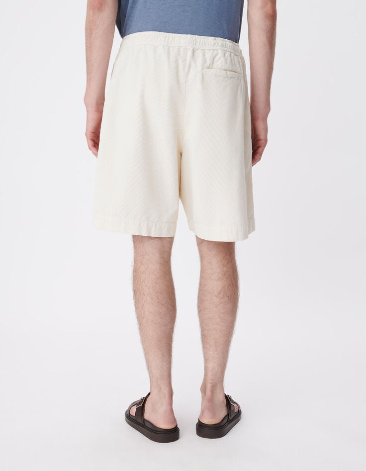 Men's white velvet milleraies Bermuda shorts-3