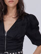 Blusa negra jacquard lunares ópticos mujer-2