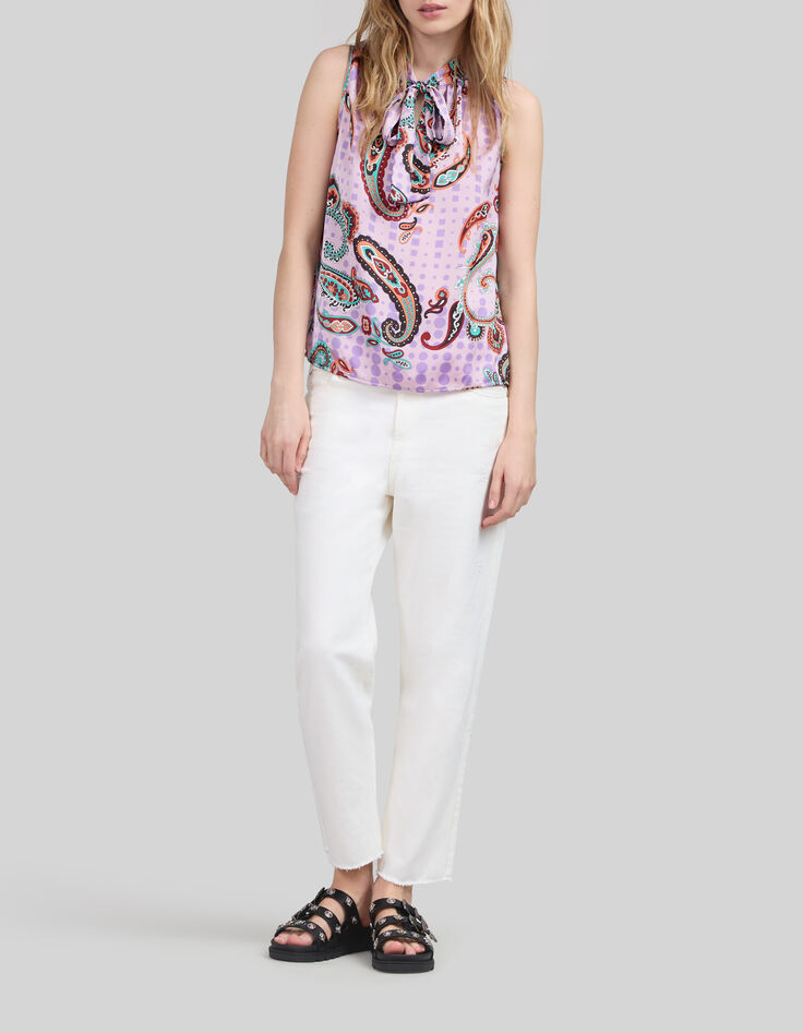 Marshmallow Recycling-Damentop mit Maxi-Paisleyprint-1