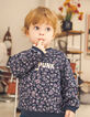 Sweat navy imprimé cachemire et message bébé fille-1