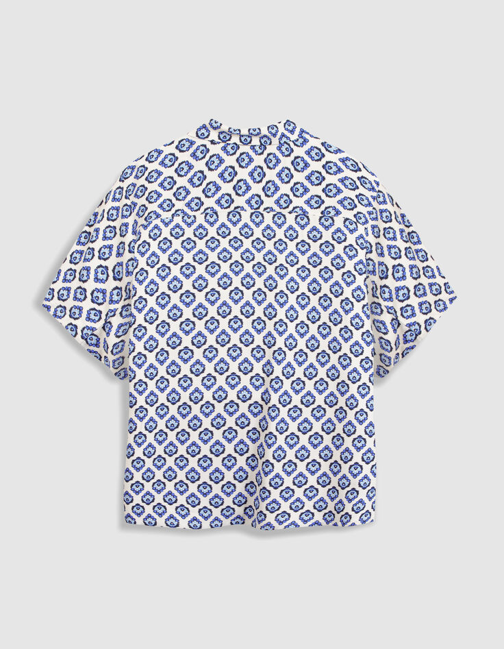 Chemise manches courtes imprim&eacute; floral bleu Femme-8