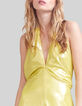 Women’s yellow lamé backless long dress-3
