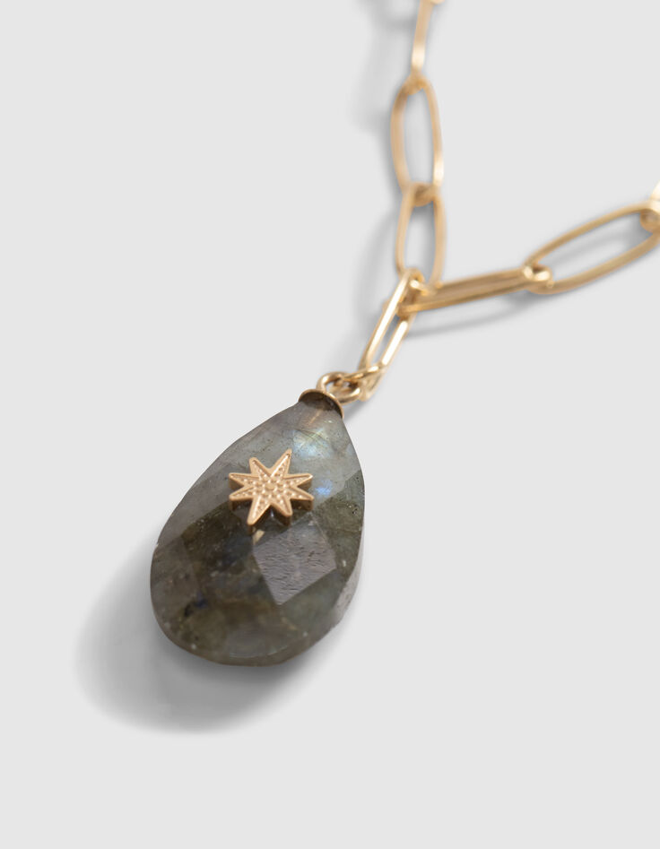 Collier maille dor&eacute;e pendentif femme-2