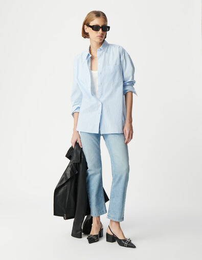 Vaqueros cropped azules de mujer con botones visibles powerstretch - IKKS
